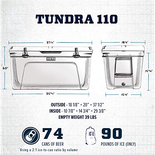 YETI Tundra 110 Hard Cooler White - Rugged, Bear-Resistant Portable Ice Chest