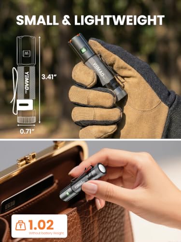 Rechargeable LED Flashlight 1500 Lumens Keychain Torch with 6 Modes, Magnetic Base & Clip