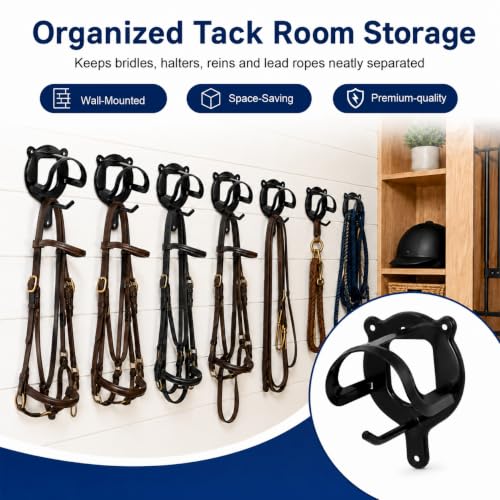24 Counts Horse Bridle Rack with Hooks & Wall Mount Hardware - Tack Storage