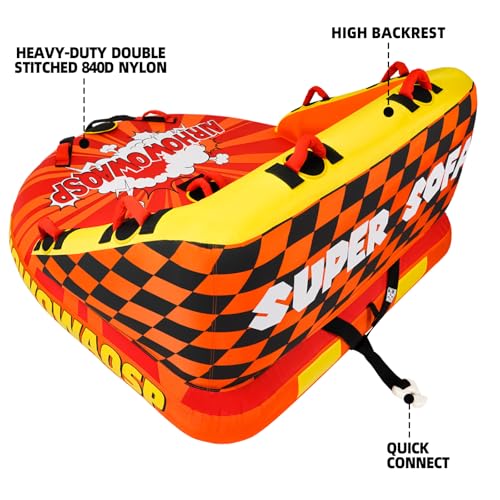 Inflatable Towable Tube for Boating 1-2 Person Heavy-Duty Water Tube with Front & Back Tow Points