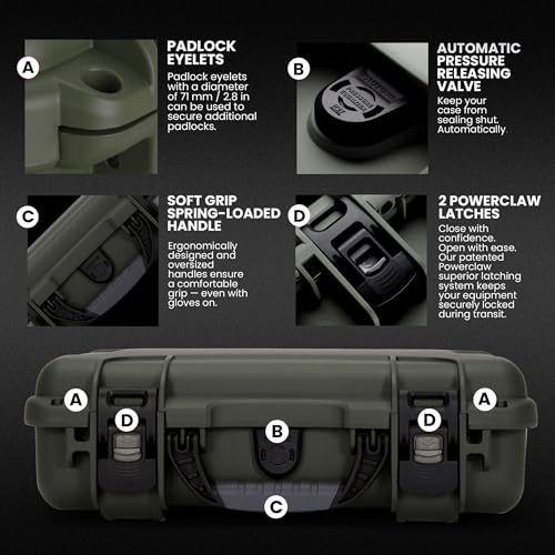 NANUK 910 Hard Case Olive with Customizable Cubed Foam Waterproof Dustproof Impact-Resistant