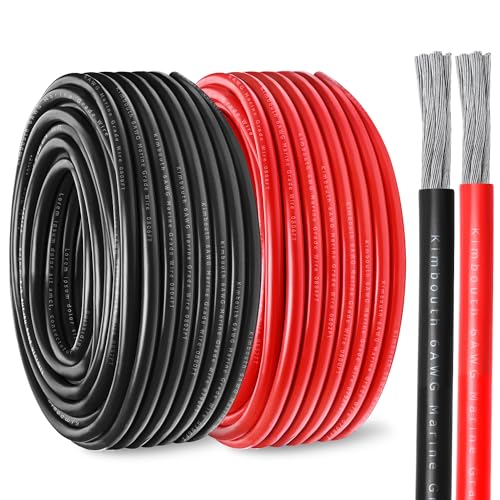 Kimbluth 6 Gauge Marine Wire 20FT Red & Black - Tinned Copper, Waterproof Marine Grade Cable