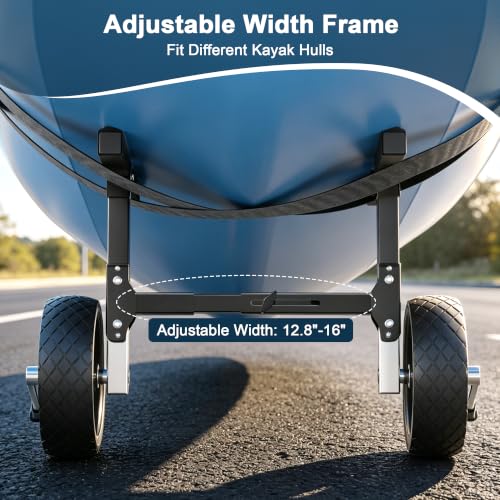 GanFindX Foldable Kayak Cart 8-Inch Wheels, 300 lb Capacity, Adjustable Width Stainless Steel