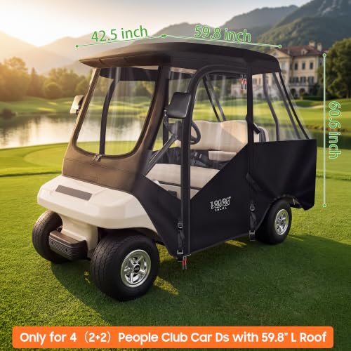 10L0L Golf Cart Enclosure for Club Car DS 1981+ 4-Passenger Models Waterproof Windproof Cover