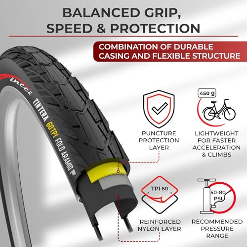 700x40c Gravel Bike Tire & Presta Tubes Set - Foldable, Puncture-Resistant