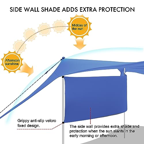Royal Blue 10x10FT Beach Canopy Tent Shade with Sidewalls, 4 Pole Windproof Sun Shelter