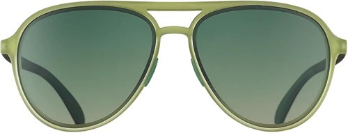 Goodr Buzzed On The Tower Polarized Aviator Sunglasses - Green Solid Frames, UV400 Protection, Large Size