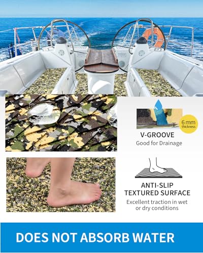 Camouflage Boat Traction Pad 96"L x 47"W - Green Marine Deck Padding