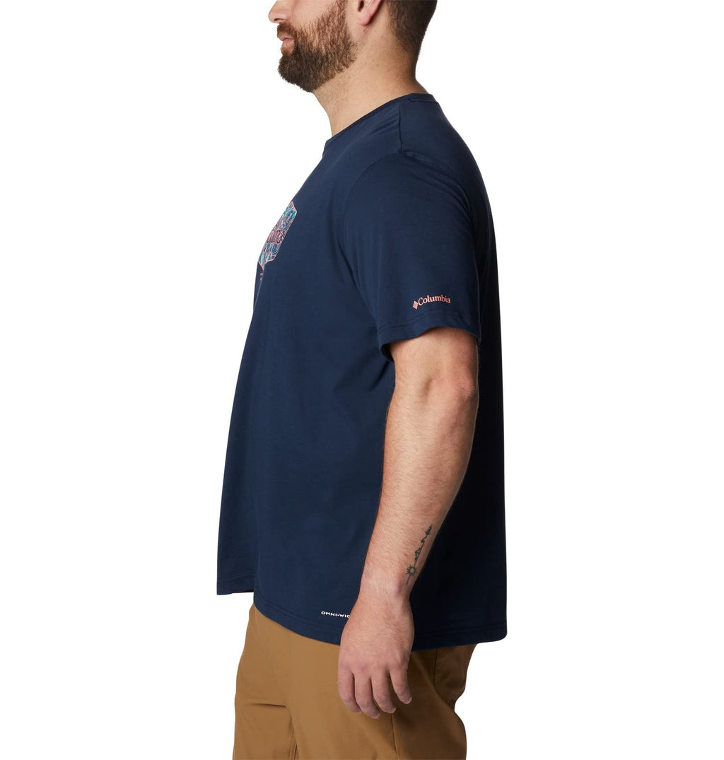 Columbia Men's Thistletown Hills Graphic Short Sleeve, Collegiate Navy HTHR/Wanderland Graphic, 2X Tall