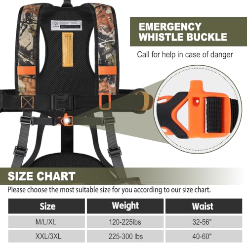 Kalkal Tree Stand Safety Harness for Hunting with Saddle Bridge M/L/XL