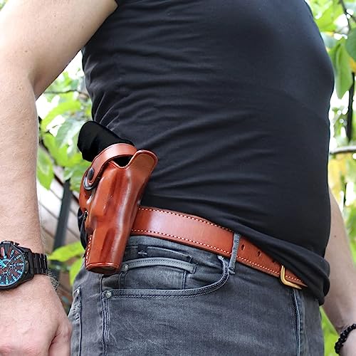 MASC Leather Paddle Holster for Colt Python .357 Magnum 3-inch, Right-Hand, Brown