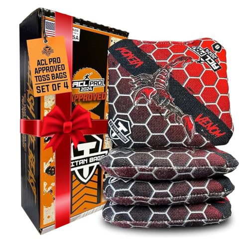 Titan Bags Venom ACL Cornhole Bags Set of 4 - Honeycomb Red Variation
