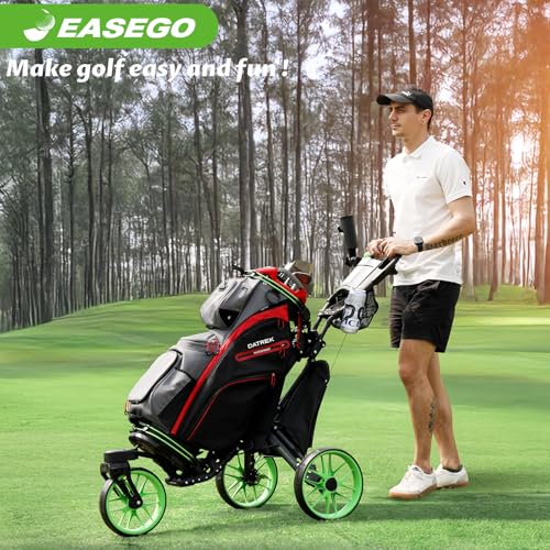 EASEGO Lime Green 3-Wheel Golf Push Cart with Swivel Front Wheels