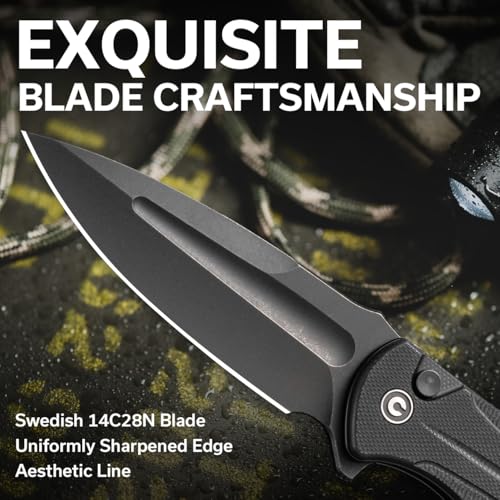 CIVIVI Indie Black Folding Pocket Knife 3.48" 14C28N Blade for Men