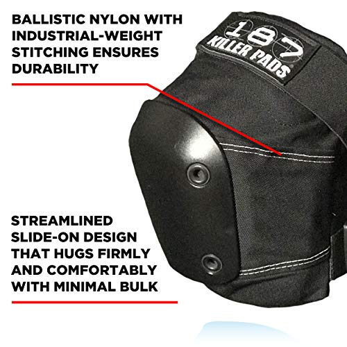 187 Killer Pads Slim Knee Pad for Skateboarding Large Black
