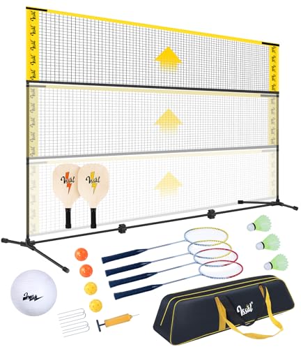 10 ft 3-in-1 Portable Badminton Volleyball Pickleball Net Set for Backyards