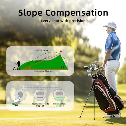 Golf Range Finder with Magnet, Slope, Flag Lock Vibration, 1000 Yards, Rechargeable USB-C