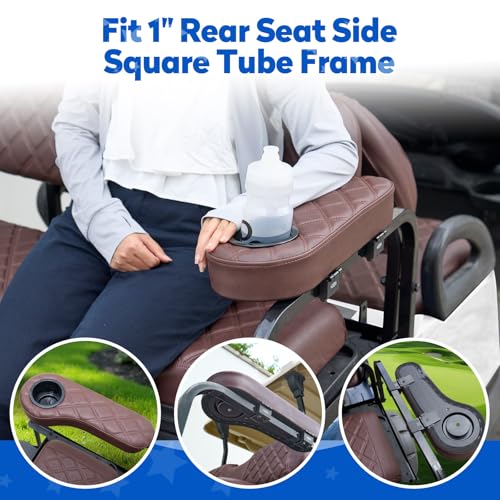 NOKINS EZGO TXT 1994-2013 & RXV Golf Cart Seat & Armrest Covers Brown