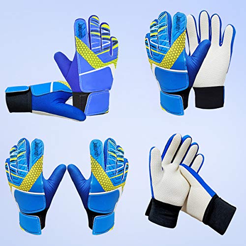 Kids Soccer Goalkeeper Gloves Blue Size 8 Anti-Slip Latex Hand Protection