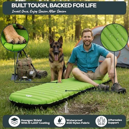 Ultralight Camping Sleeping Pad - ApolloAir Normal Inflatable Mattress with R-Value 5.2, Compact & Lightweight for Backpacking