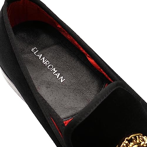 Men's Velvet Loafers Dress Shoes for Wedding Prom - Black 10