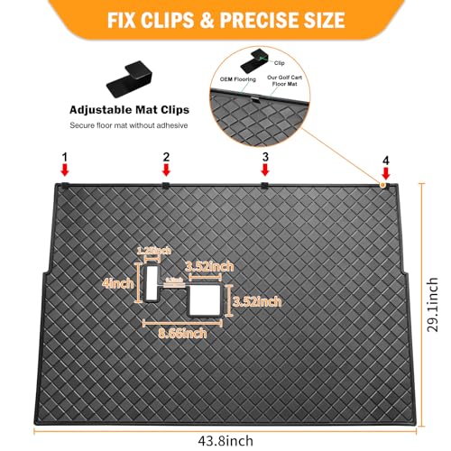 Golf Cart Floor Mat Black Trim Fit Club Car DS 1982-2013 Villager 1982-2018