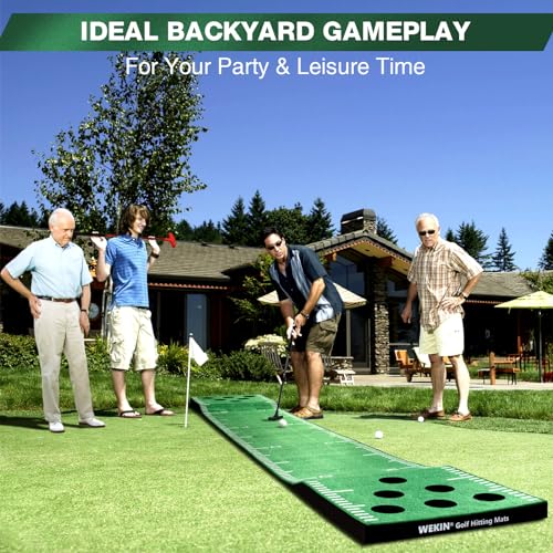 EVA Indoor Putting Green Mat with 2 Adjustable Golf Putters - Portable Practice Set