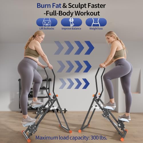 Foldable Stair Climber with Resistance Bands for Full Body Cardio Workout