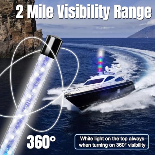 AddSafety 4FT Multi Color LED Boat Navigation Lights with Remote – All-Round Marine Safety & Fun Light Show