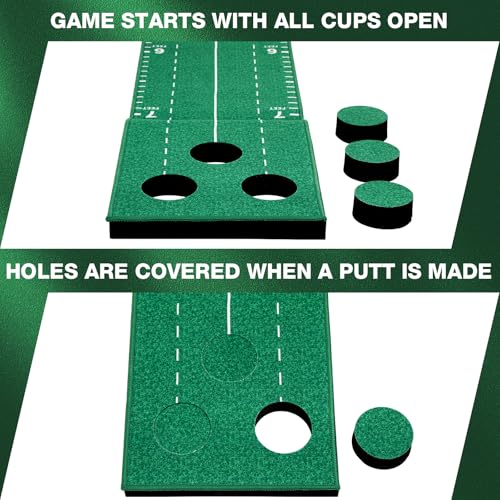 Indoor Putting Green Game Set - 8.5ft Golf Practice Mat with Metal Putters & Balls
