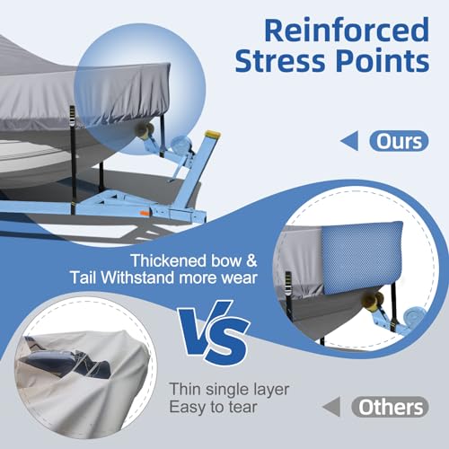 Seapisode Gray Boat Cover for 17-19 FT Center Console with Motor & Metal Buckles