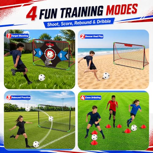 Kids 3-in-1 Soccer Goal with Target & Rebounder - Backyard, Beach Play
