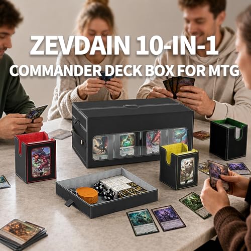 Zevdain Multicolour 10-in-1 MTG Commander Deck Box - Large Card Storage Organizer