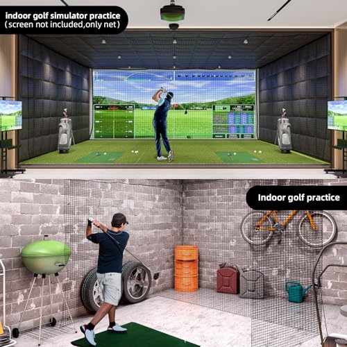 10x10x10ft Golf Practice Net with 12 Spring Snaps & 4 Carabiners - Heavy Duty Sports Barrier Netting for Indoor Outdoor Use