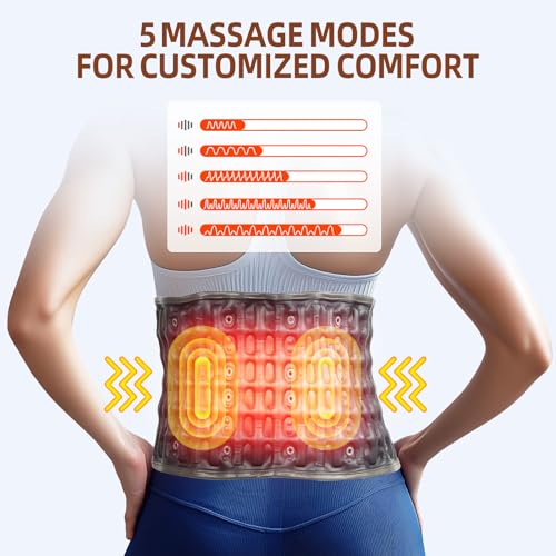 GINEKOO Dark Blue Red Light Back Support Belt with Massage & Heating