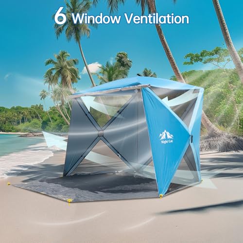 Night Cat Pop-Up Beach Tent with Canopy & UV Protection for 3-4 People