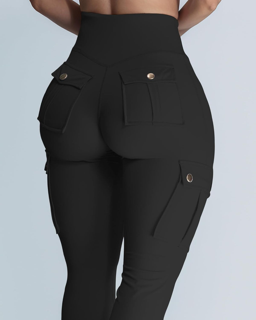 Wavar Women's Flare Leggings - High Waisted Butt Lifting Cargo Pants with Pockets | Tummy Control