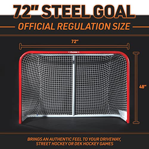 Hockey Goal Set with Steel Frame & Heavy-Duty Net - Red/White, 72x48 Inches