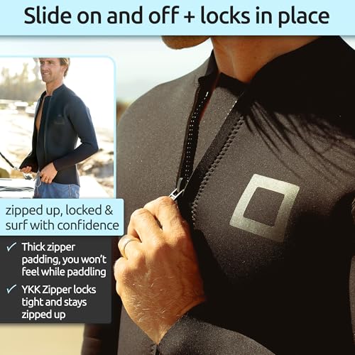 Surf Squared 3mm Men's Wetsuit Top Jacket X-Large - Neoprene Long Sleeve Watersports