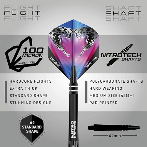 Red Dragon Peter Wright Snakebite 3 Darts Set - 22g Tungsten with Flights & Stems