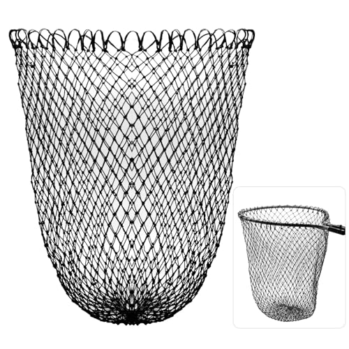 31.5 Inch Diameter Fishing Net Replacement - Black Nylon Mesh for Landing Nets