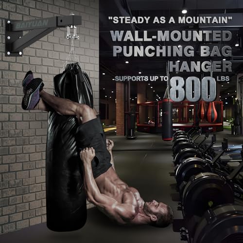 Heavy Bag Hanger Wall Mount - Adjustable Black Punching Bag Bracket 17-26"