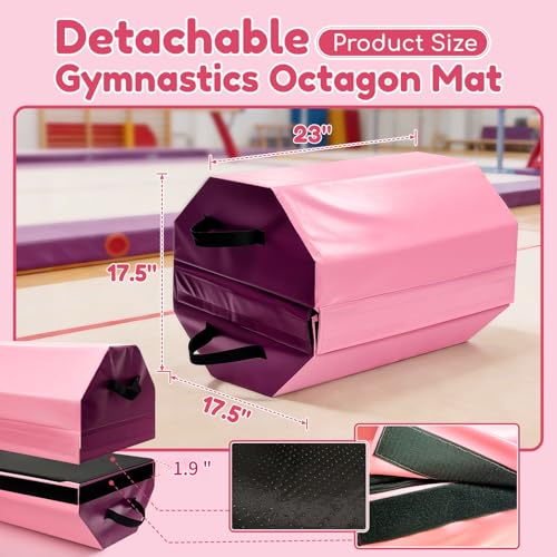 Detachable Octagon Gymnastics Mat 17.5x17.5x23 Inches Foam & Waterproof Cover