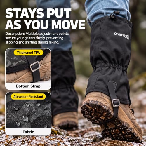Waterproof Snow Gaiters for Hiking and Hunting Boots - Anti-Water & Snow Protection