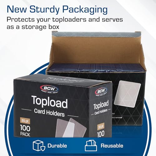 BCW 3x4 Standard Trading Card Toploaders 1000 Pack - 35 PT Clear Plastic Holders