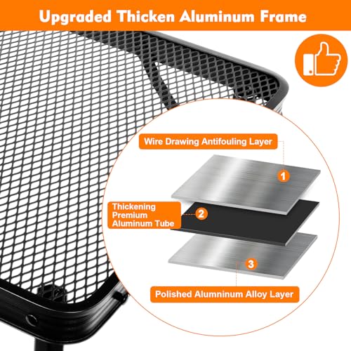 E EASTSTORM 4 Ft Black Metal Folding Table with Adjustable Heights - Portable Outdoor & Indoor Use