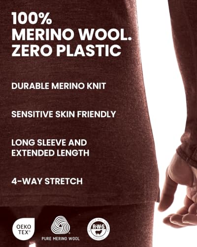 Men's Merino Wool Base Layer Set - Large Black Thermal Turtleneck & Socks