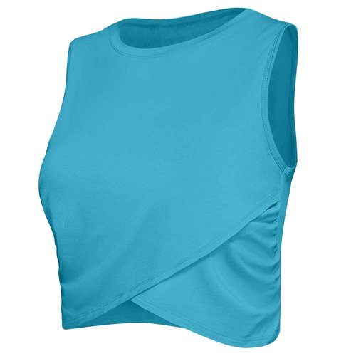 Sanutch Yoga Crop Tops Dance Tops Fitted Workout Crop Tops Yoga Tank Tops Athletic Sports Shirts for Women White L