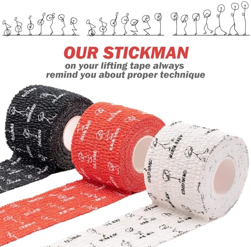 Premium Weightlifting Thumb Tape - Hook Grip Wraps for Powerlifting & Cross Training - 24 Rolls Black