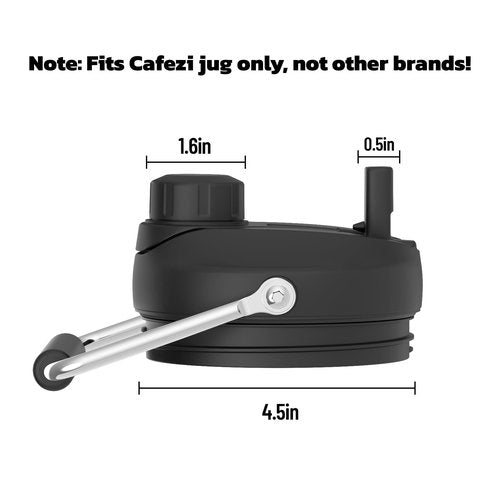 Replacement Lid for 1 Gallon Water Jug, Replacement Lid for Cafezi 128 oz Water Bottle (Black)
